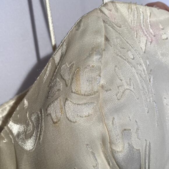 Vintage Betsy & Adam by Linda Bernell Cream Silk Floral Ruffle Formal Dress - Picture 7 of 9